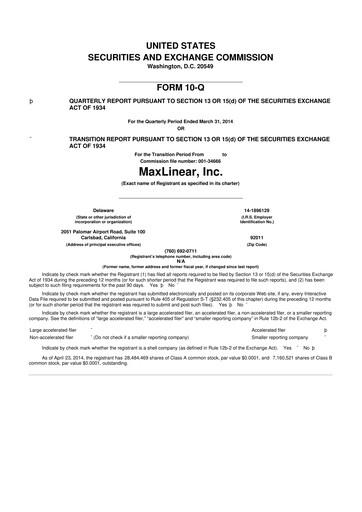 Thumbnail MaxLinear 10-Q Quarterly Report FY2014 