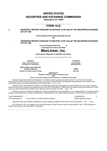 Thumbnail MaxLinear 10-Q Quarterly Report FY2014 
