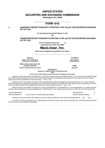 Thumbnail MaxLinear 10-Q Quarterly Report FY2015 