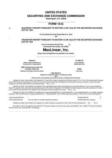 Thumbnail MaxLinear 10-Q Quarterly Report FY2016 