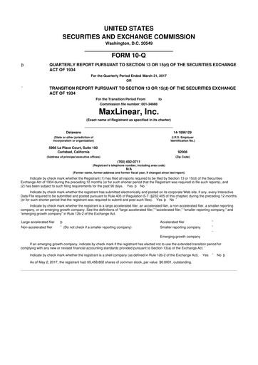 Thumbnail MaxLinear 10-Q Quarterly Report FY2017 