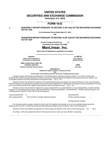 Thumbnail MaxLinear 10-Q Quarterly Report FY2018 