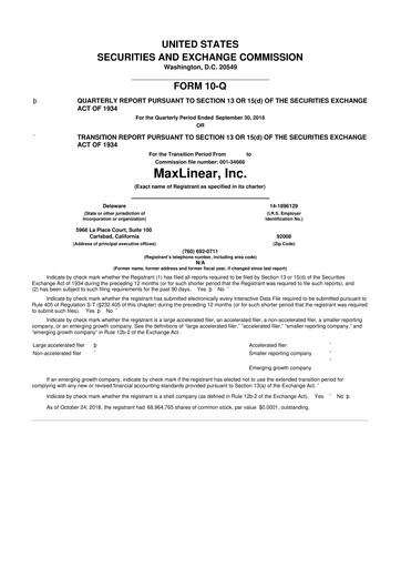 Thumbnail MaxLinear 10-Q Quarterly Report FY2018 