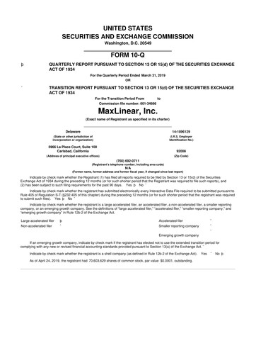 Thumbnail MaxLinear 10-Q Quarterly Report FY2019 