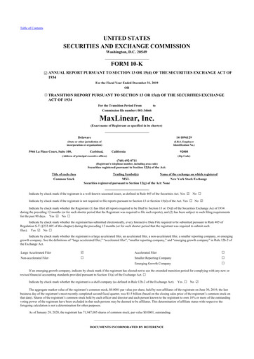 Thumbnail MaxLinear 10-K Annual Report 2019