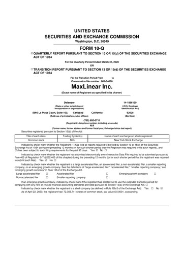 Thumbnail MaxLinear 10-Q Quarterly Report FY2020 