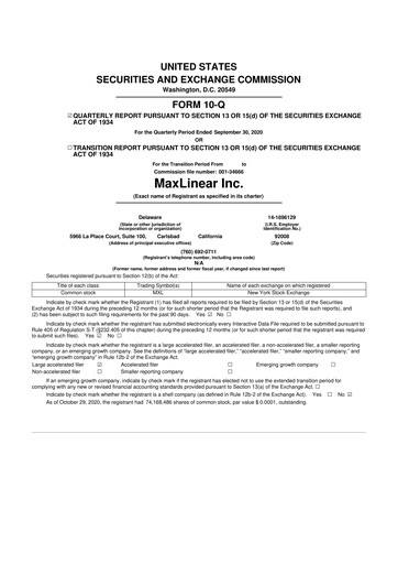 Thumbnail MaxLinear 10-Q Quarterly Report FY2020 