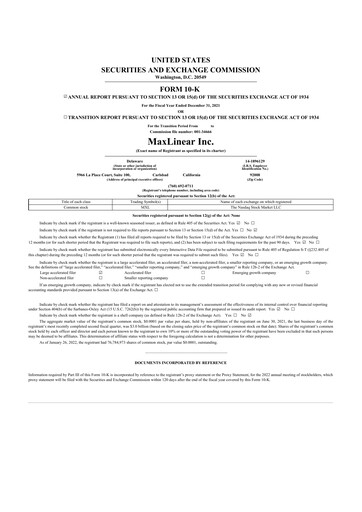 Thumbnail MaxLinear 10-K Annual Report 2021