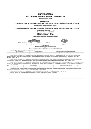 Thumbnail MaxLinear 10-Q Quarterly Report FY 