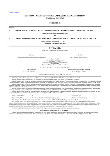 Thumbnail Five9 10-K Annual Report 2015