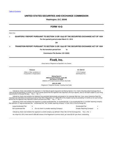 Thumbnail Five9 10-Q Quarterly Report FY2016 