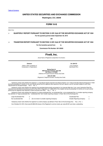 Thumbnail Five9 10-Q Quarterly Report FY2016 