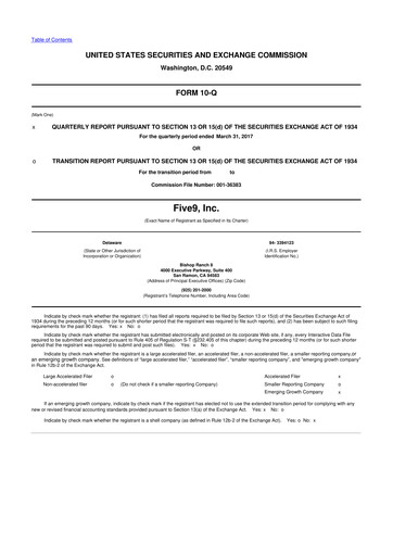 Thumbnail Five9 10-Q Quarterly Report FY2017 