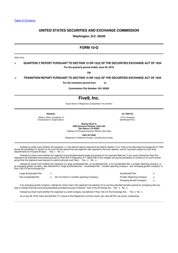 Thumbnail Five9 10-Q Quarterly Report FY2018 