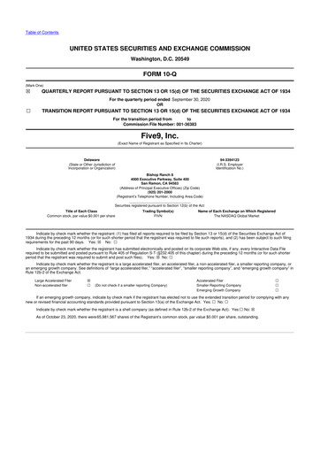 Thumbnail Five9 10-Q Quarterly Report FY2020 