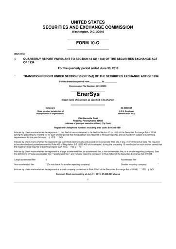 Thumbnail EnerSys 10-Q Quarterly Report FY2014 