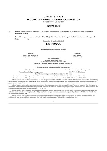 Thumbnail EnerSys 10-K Annual Report 2015