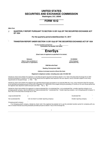 Thumbnail EnerSys 10-Q Quarterly Report FY2018 