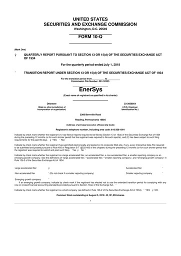 Thumbnail EnerSys 10-Q Quarterly Report FY2019 