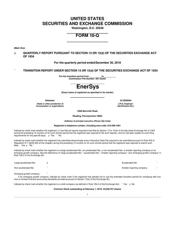 Thumbnail EnerSys 10-Q Quarterly Report FY2019 