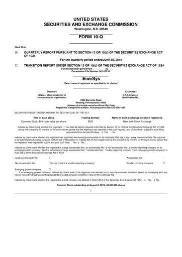 Thumbnail EnerSys 10-Q Quarterly Report FY2020 