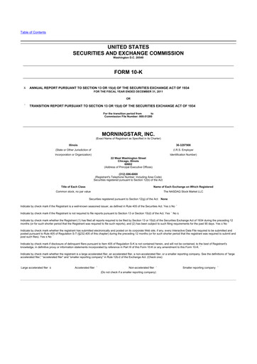 Thumbnail Morningstar
 10-K Annual Report 2011