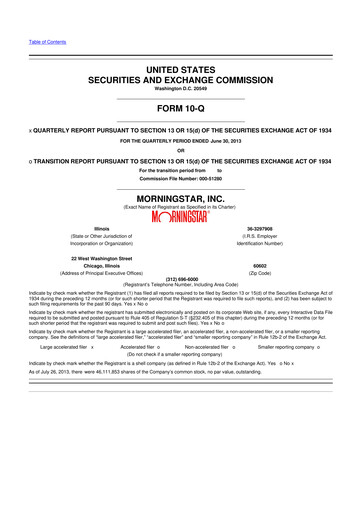 Vorschaubild Morningstar
 10-Q Quartalsbericht 2013 