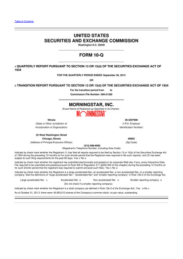 Vorschaubild Morningstar
 10-Q Quartalsbericht 2013 