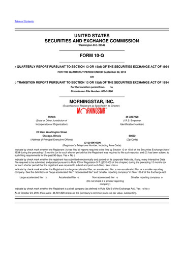 Vorschaubild Morningstar
 10-Q Quartalsbericht 2014 