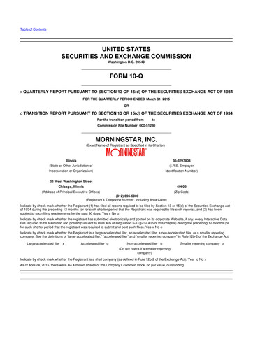 Vorschaubild Morningstar
 10-Q Quartalsbericht 2015 