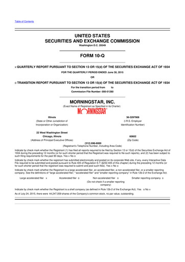 Vorschaubild Morningstar
 10-Q Quartalsbericht 2015 