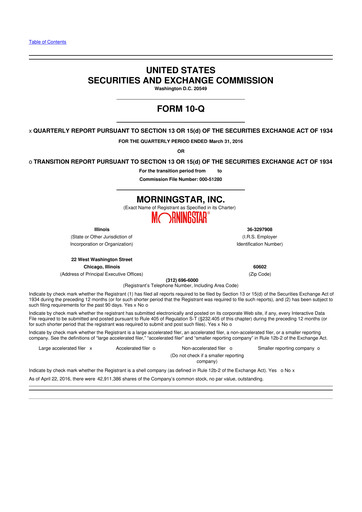 Vorschaubild Morningstar
 10-Q Quartalsbericht 2016 
