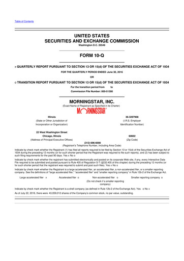 Vorschaubild Morningstar
 10-Q Quartalsbericht 2016 