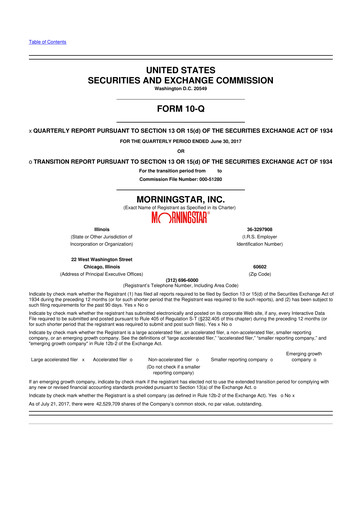 Vorschaubild Morningstar
 10-Q Quartalsbericht 2017 
