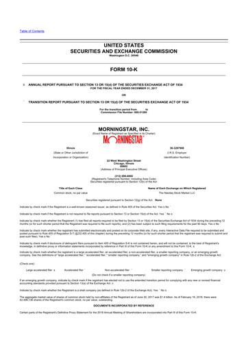 Thumbnail Morningstar
 10-K Annual Report 2017