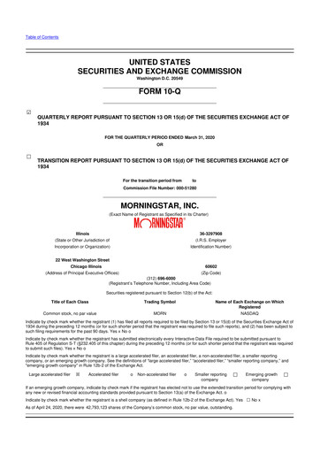 Vorschaubild Morningstar
 10-Q Quartalsbericht 2020 