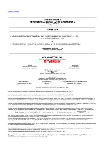 Thumbnail Morningstar
 10-K Annual Report 2024