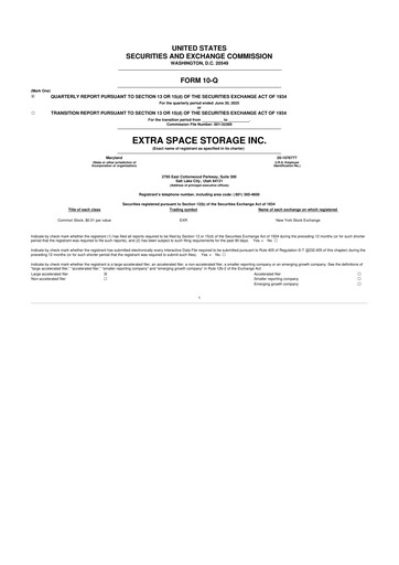 Miniature Extra Space Storage
 10-Q Rapport trimestriel 2025 