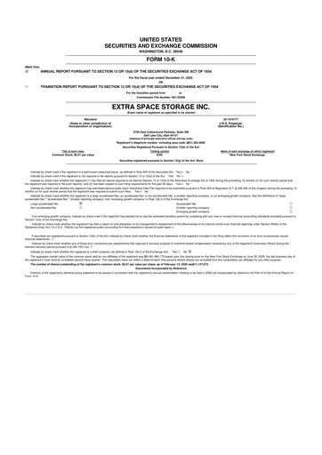 Miniature Extra Space Storage
 10-K Rapport annuel 2025