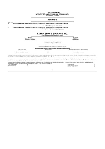 Thumbnail Extra Space Storage
 10-Q Quarterly Report FY 