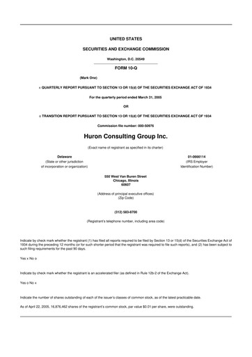Thumbnail Huron Consulting 10-Q Quarterly Report FY 