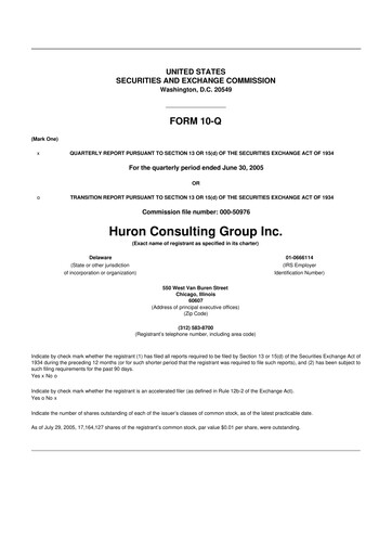 Thumbnail Huron Consulting 10-Q Quarterly Report FY 