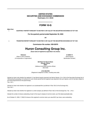 Thumbnail Huron Consulting 10-Q Quarterly Report FY 