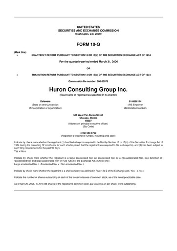 Thumbnail Huron Consulting 10-Q Quarterly Report FY 