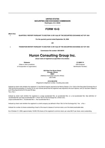 Thumbnail Huron Consulting 10-Q Quarterly Report FY 