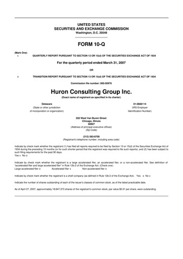 Thumbnail Huron Consulting 10-Q Quarterly Report FY 