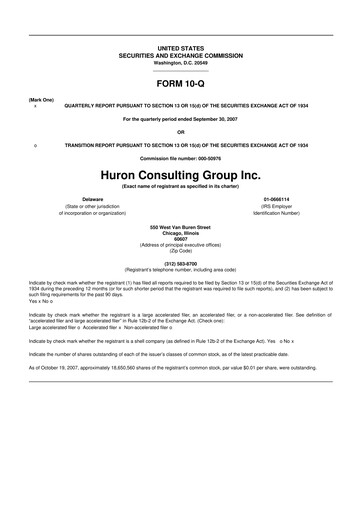 Thumbnail Huron Consulting 10-Q Quarterly Report FY 