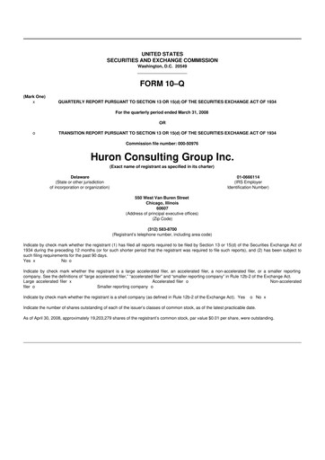 Thumbnail Huron Consulting 10-Q Quarterly Report FY 