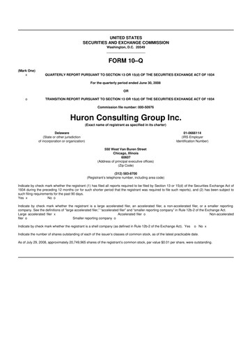Thumbnail Huron Consulting 10-Q Quarterly Report FY 