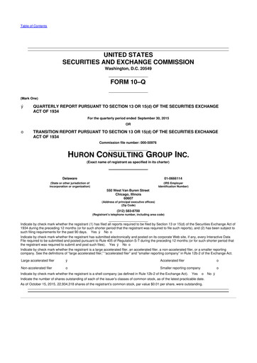 Thumbnail Huron Consulting 10-Q Quarterly Report FY2015 